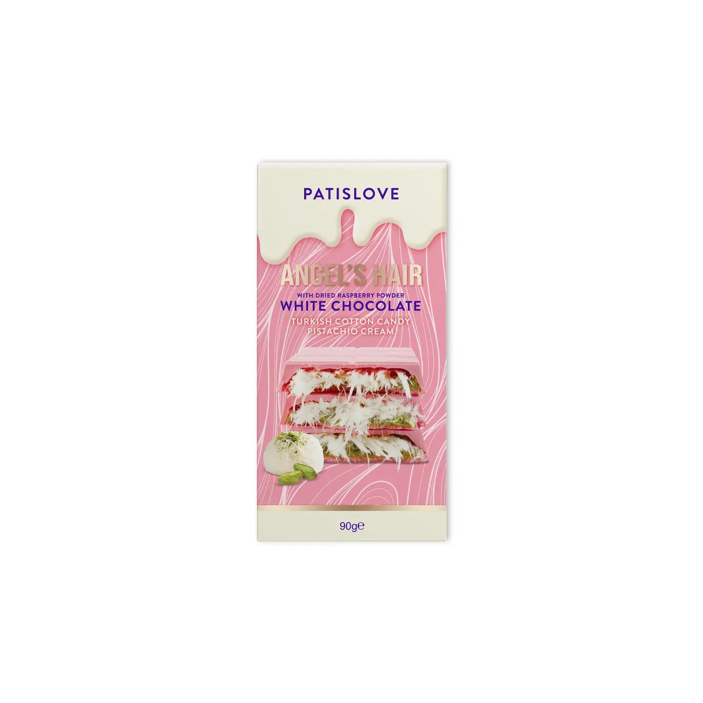Angel’s Hair White Chocolate with Dried Raspberry Powder,90G